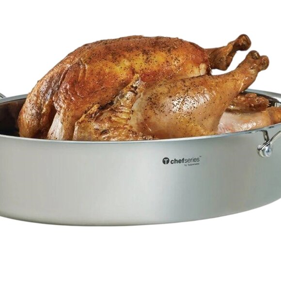 Tupperware Chef Series Oval 11.5X16.5 " Stainless Steel Roaster Pan - Picture 1 of 6